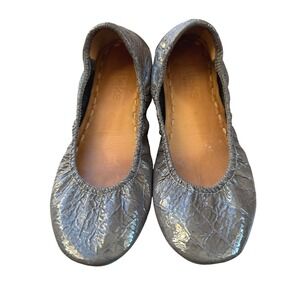 Tieks Grey Patent Leather Ballet Flats Croc Embossed Emerald Sole Women's Size 6